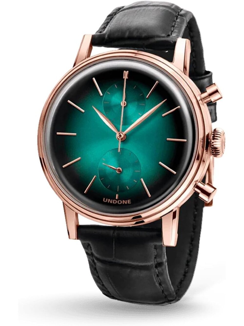 Undone Urban Collection Chronograph Mens Green Fume Dial Black Leather Strap Ana